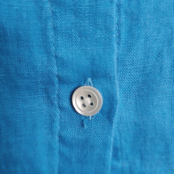 J. JILL LOVE LINEN Button Up Down Shirt Top BLUE size XL Long Sleeve Preppy 100% - Picture 4 of 8